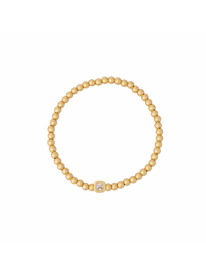 Pulsera Birthstone Bolitas Doradas