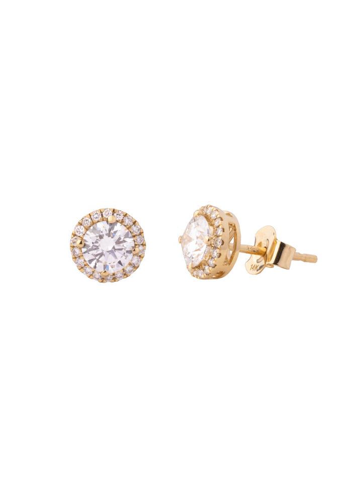 Par Arete Halo Round Oro 14k 1.15 Ct Diamante Lab Grown