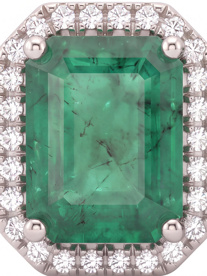 Par Arete Corte Esmeralda Con Halo De Diamantes 4.6 CTTW