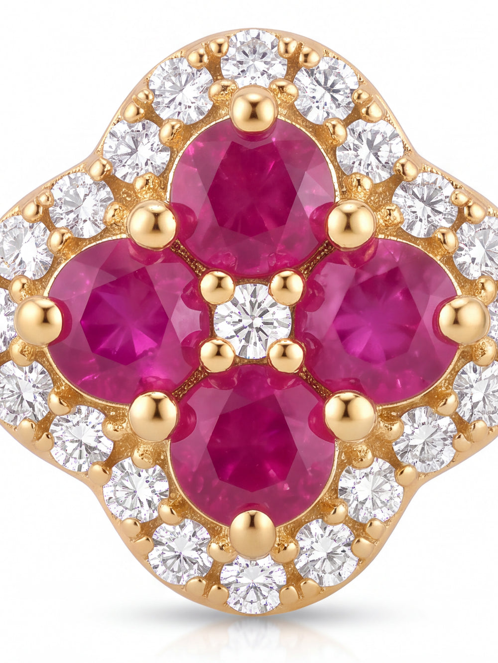 Par Arete Rubí Flor Con Halo De Diamantes 1 CTTW