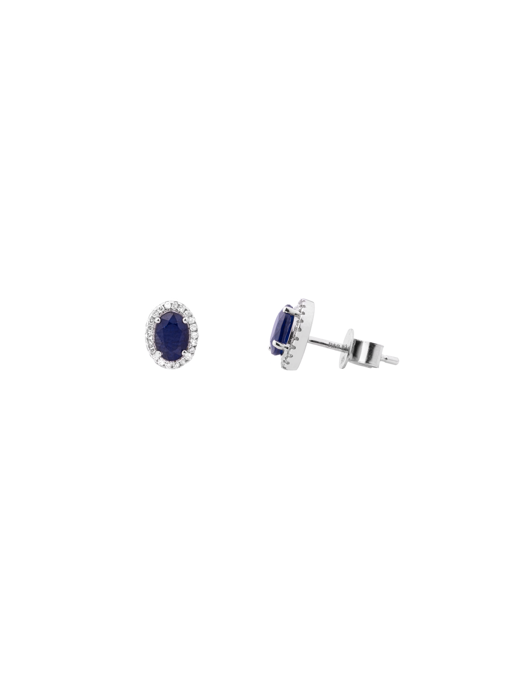 Par Arete Ovalado Chico Zafiro Diamante 0.12 Ct