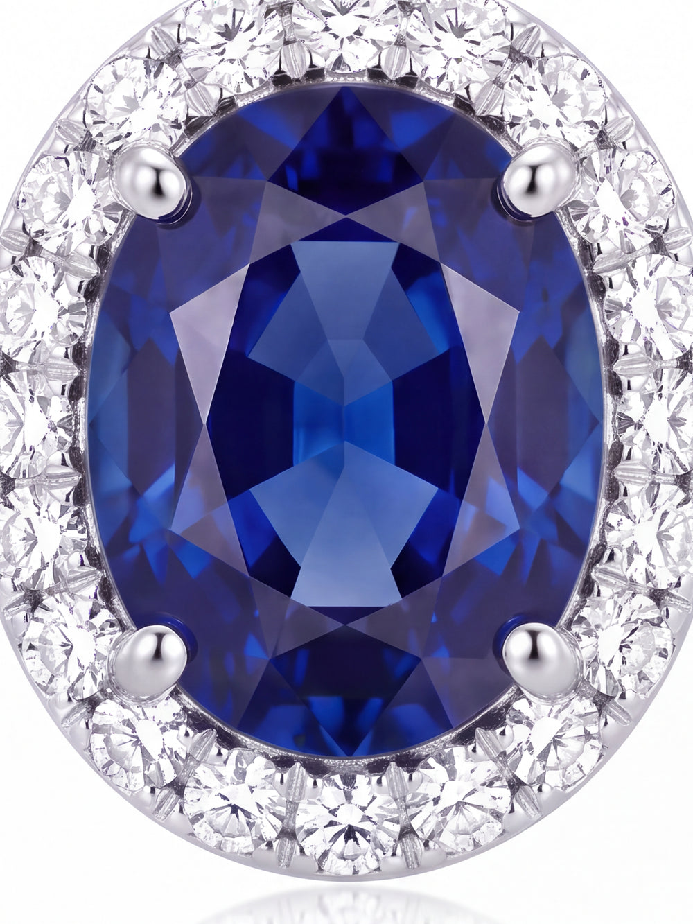 Par Arete Zafiro Corte Oval Con Halo De Diamantes 1.2 CTTW