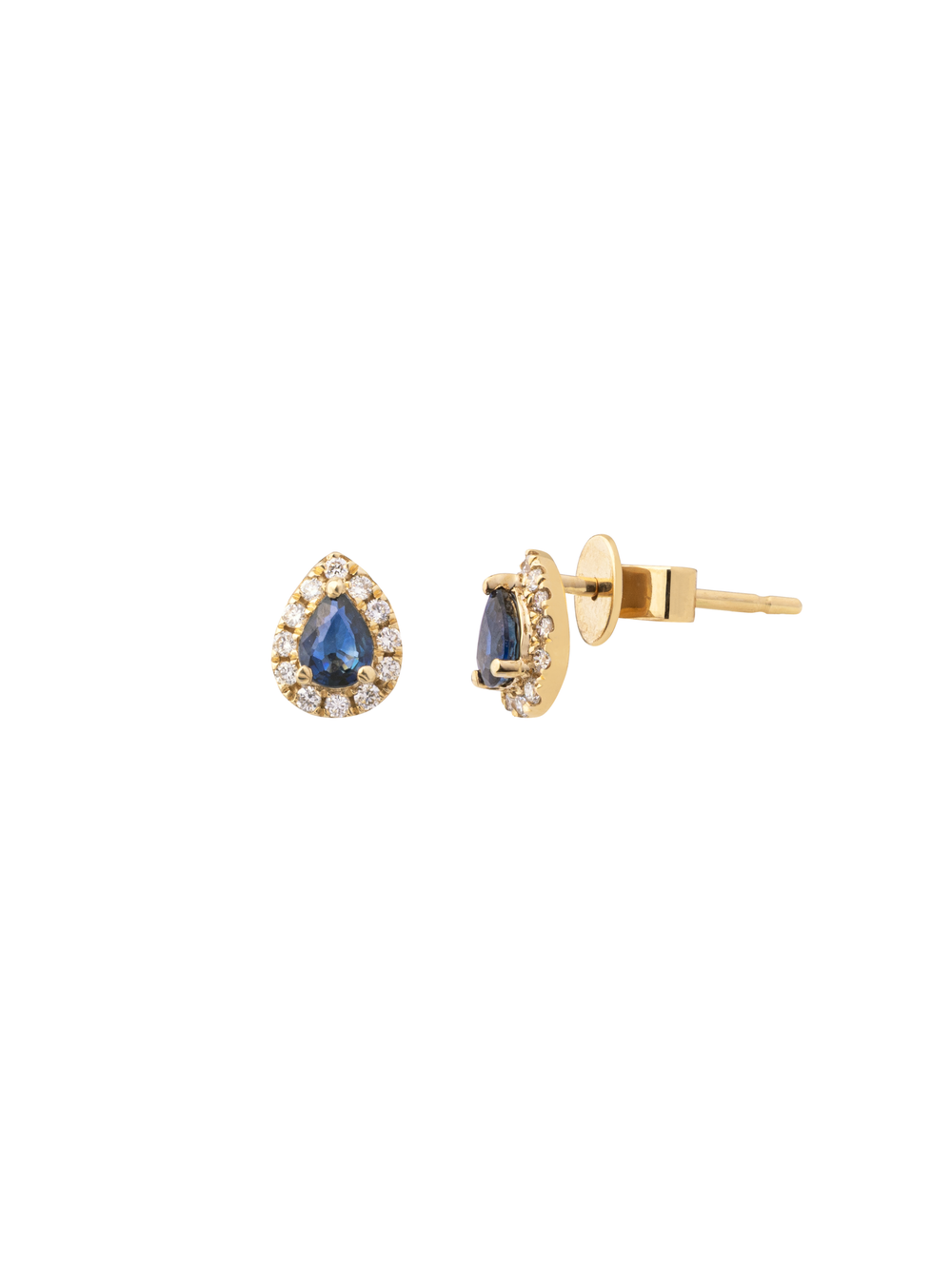 Par Arete Zafiro Corte Pera Con Halo 0.49 Ct Diamante Natural