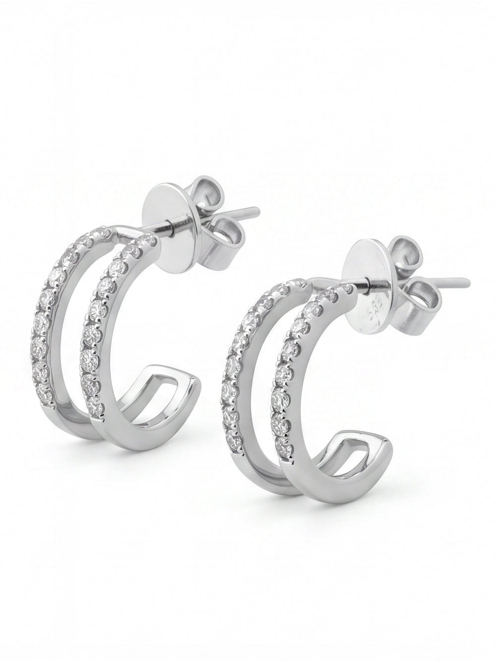 Par Semi Arracada Doble Corte Round 0.21 Ct Diamante Natural