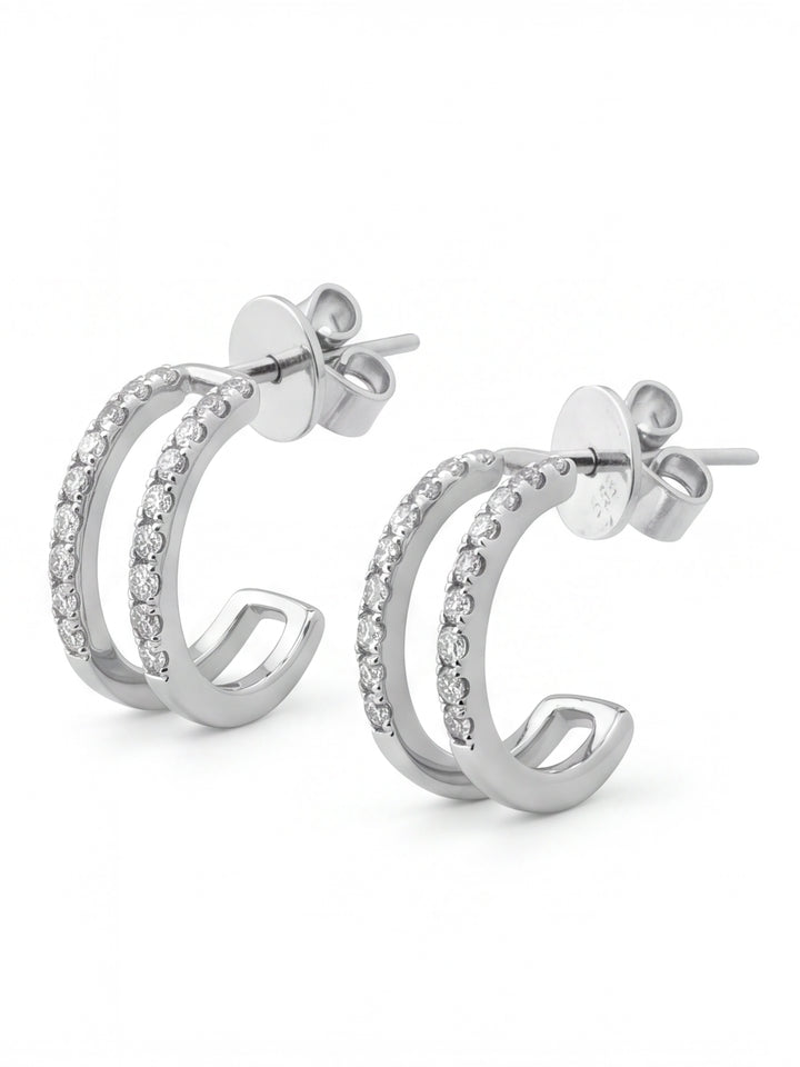 Par Semi Arracada Doble Corte Round 0.21 Ct Diamante Natural