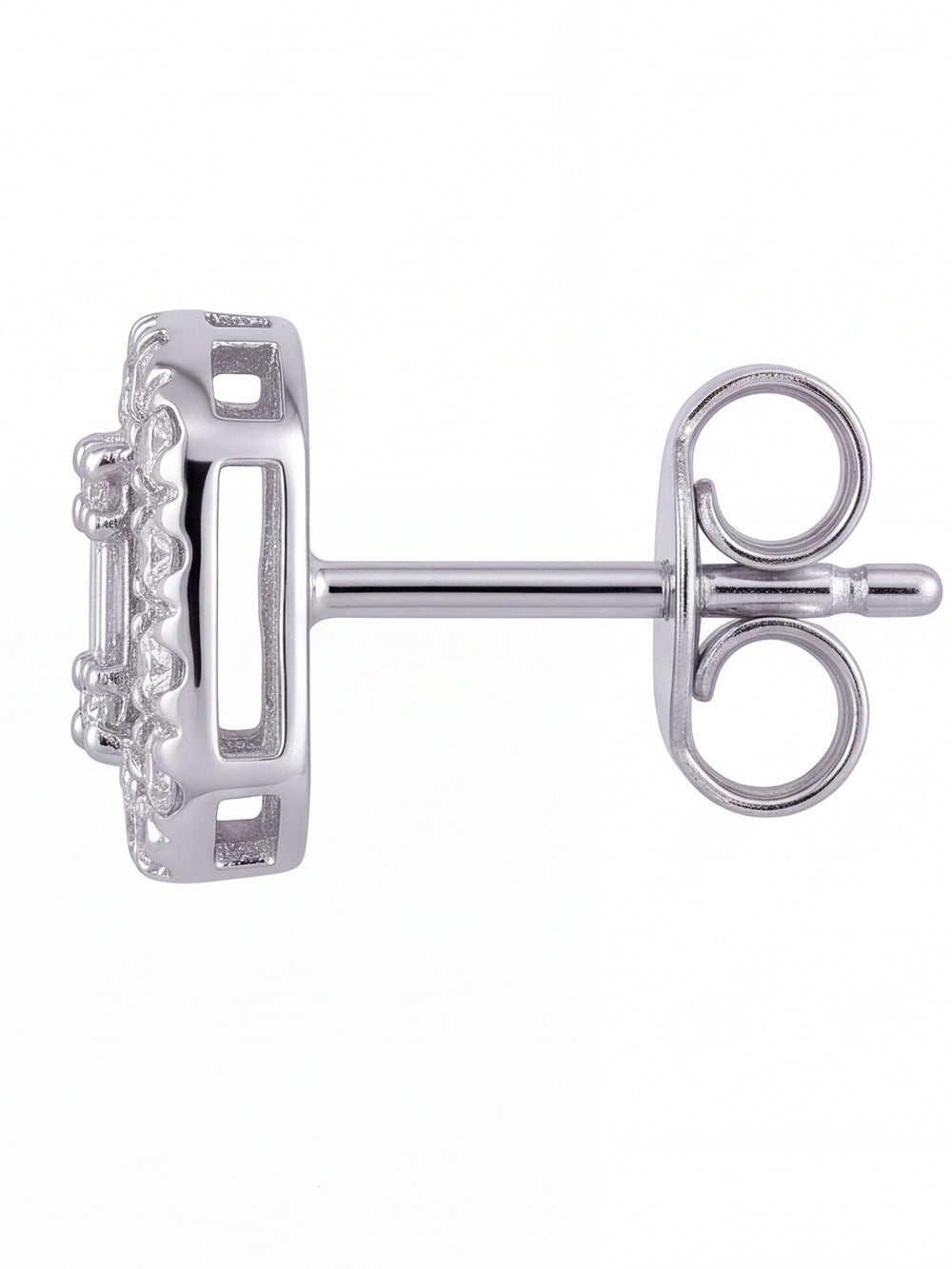 Par Arete Diamante Natural Corte Baguette y Redondo Con Halo 0.26 Ct
