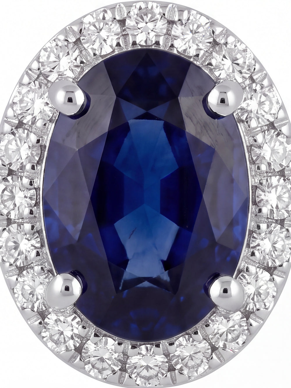Par Arete Zafiro Corte Oval Con Halo De Diamantes 1.52 CTTW