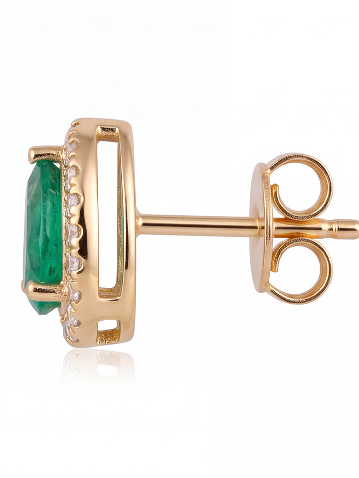 Par Arete Esmeralda Corte Pera Con Halo De Diamantes 1.05 CTTW