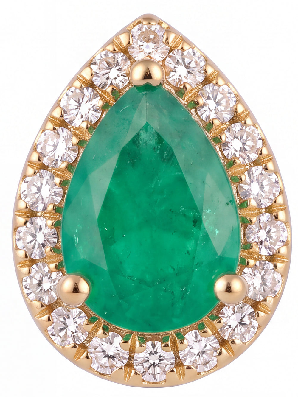 Par Arete Esmeralda Corte Pera Con Halo De Diamantes 1.05 CTTW