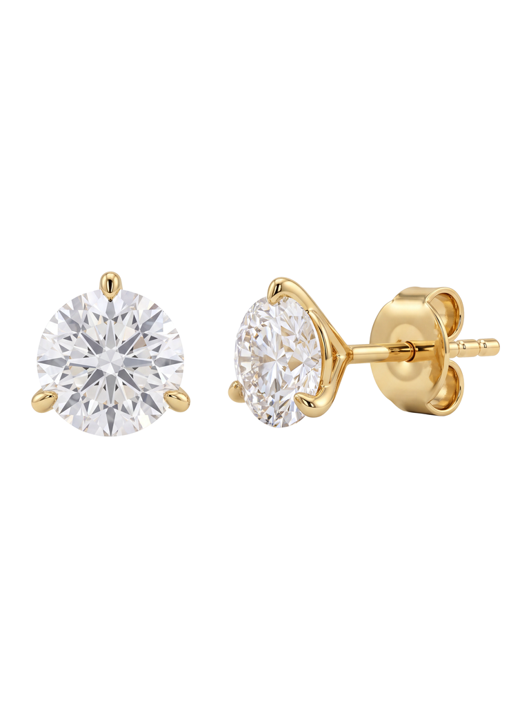 Par Arete Diamantes Lab-Grown Solitario Corte Redondo 1 Ct