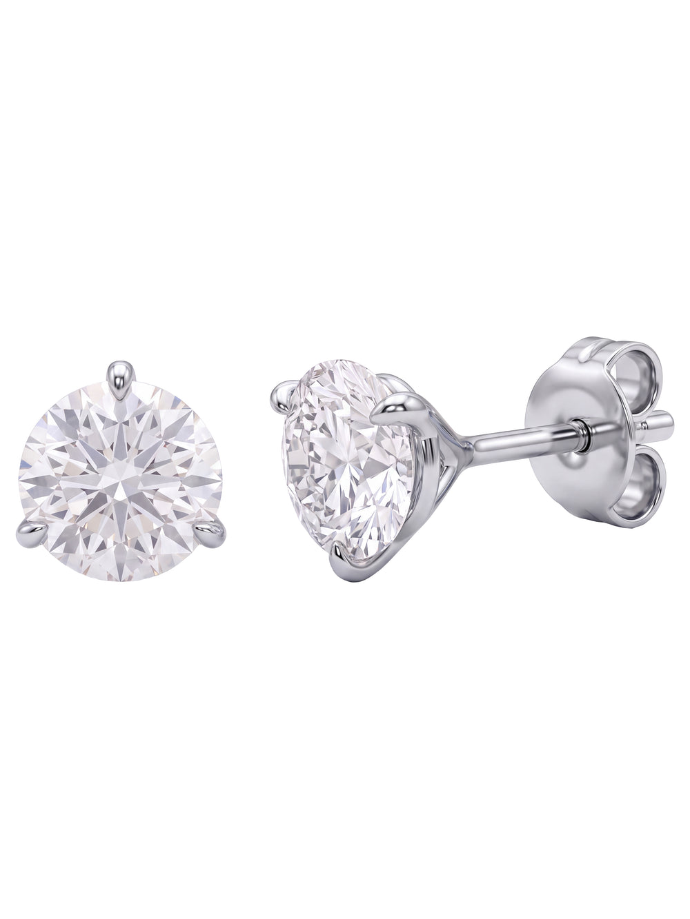 Par Arete Diamantes Lab-Grown Solitario Corte Redondo 2 Ct