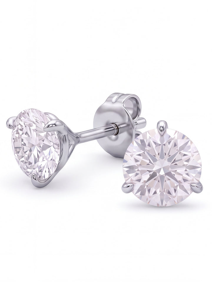 Par Arete Diamantes Lab-Grown Solitario Corte Redondo 2 Ct