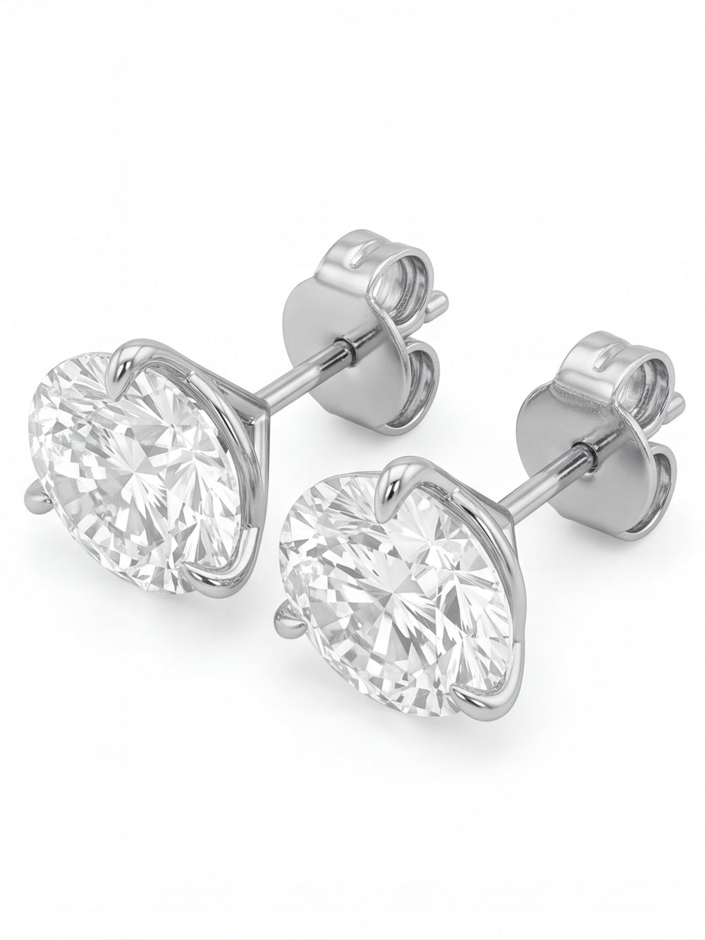 Par Arete Diamantes Lab-Grown Solitario Corte Redondo 4 Ct