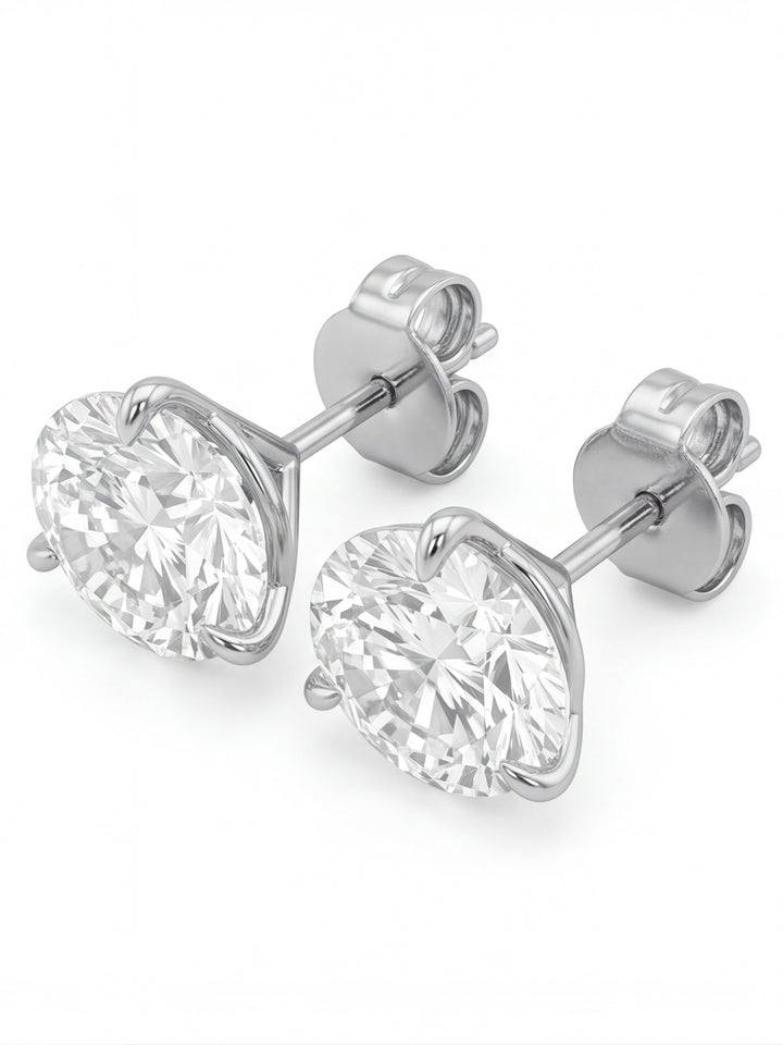 Par Arete Diamantes Lab-Grown Solitario Corte Redondo 4 Ct