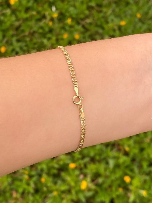 Pulsera Eslabones Enlazados 2.5 mm Oro 14k