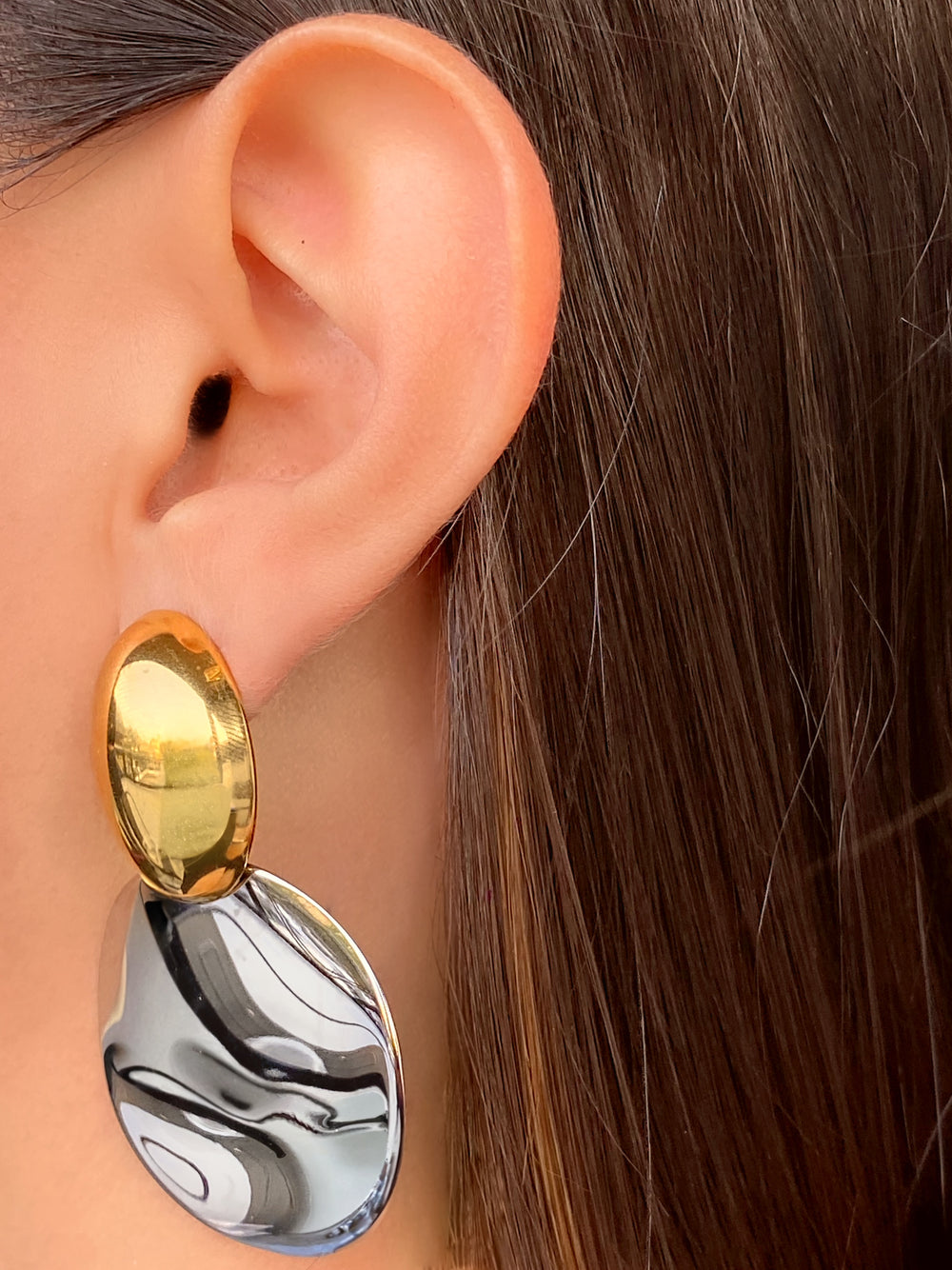 Par Arete Ovalo Con Circulo Combinado