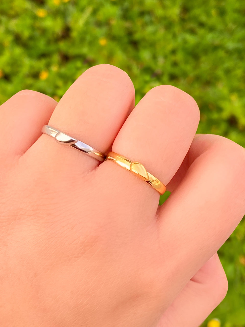 Set Anillos Forma Corazon Combinado