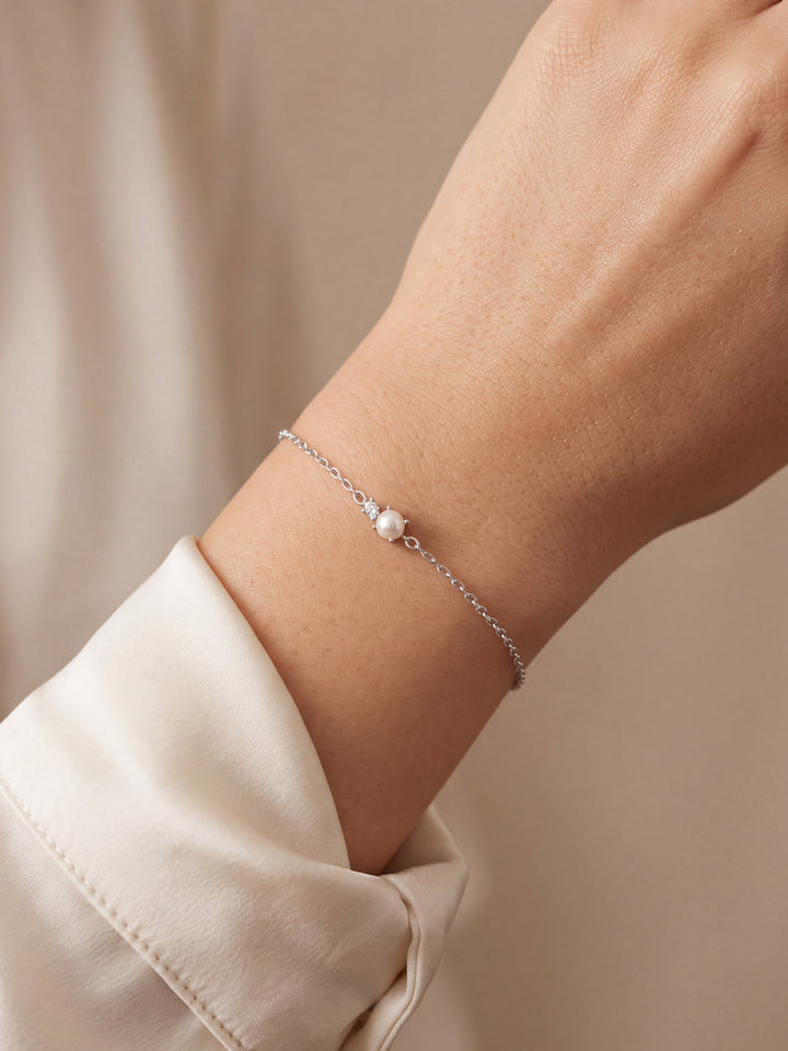 Pulsera Con Perla Y Zirconia
