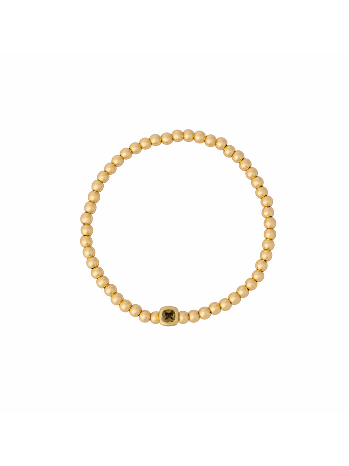 Pulsera Birthstone Bolitas Doradas