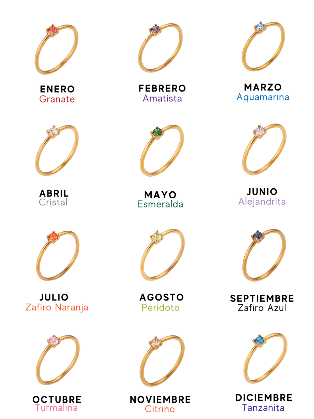 Anillo Zirconia Birthstone