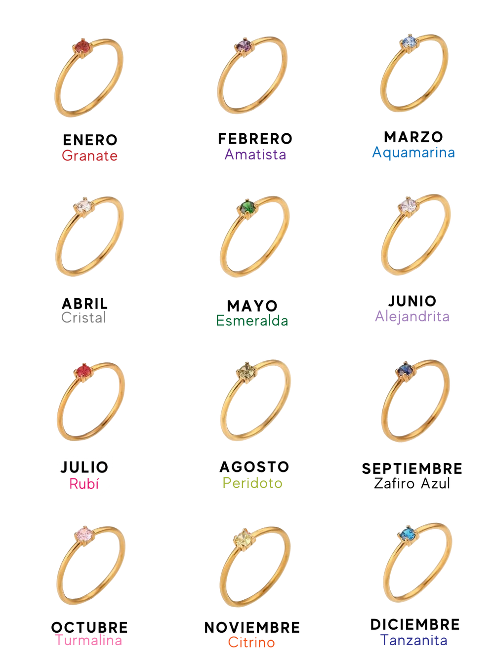 Anillo Zirconia Birthstone