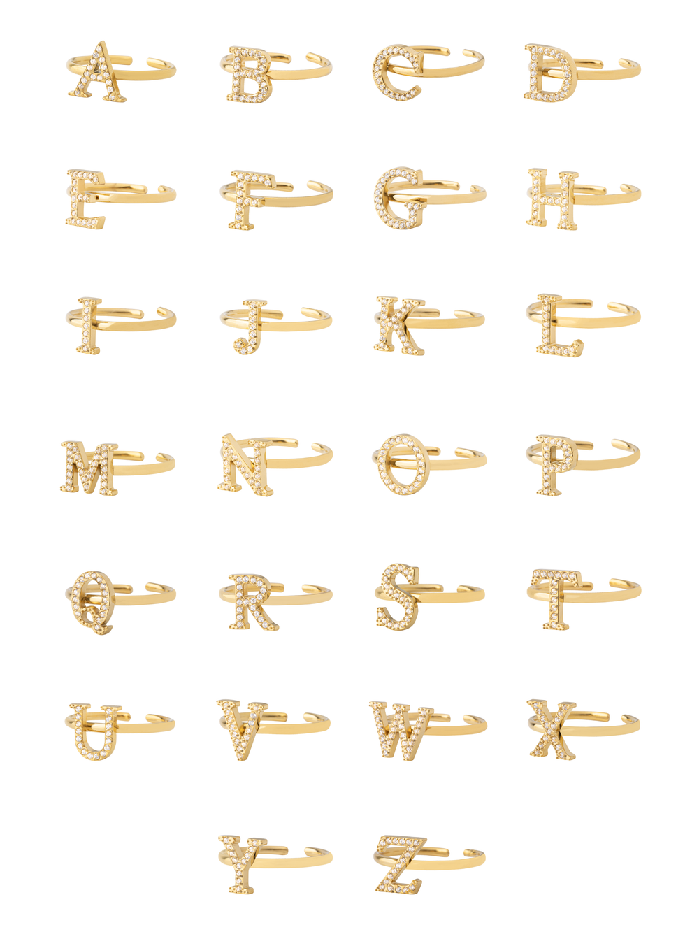 Anillo Dorado Inicial Zirconias