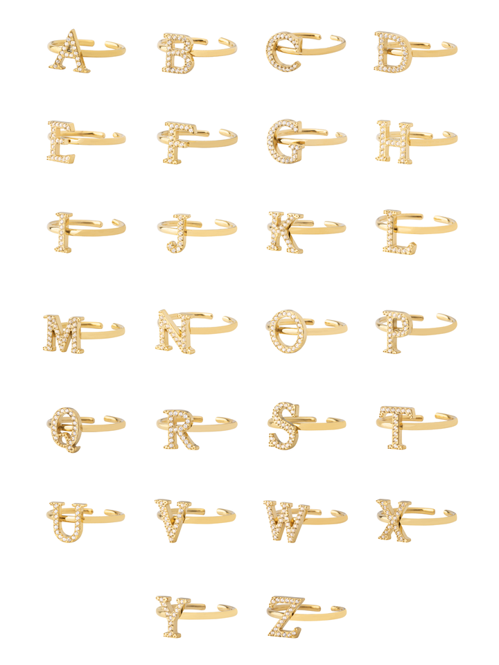 Anillo Dorado Inicial Zirconias