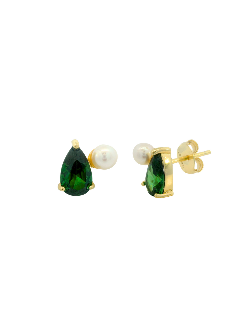 Par Arete Gota Verde Con Perlita
