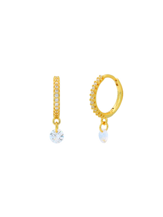 Arracada Con Mini Zirconia Colgante