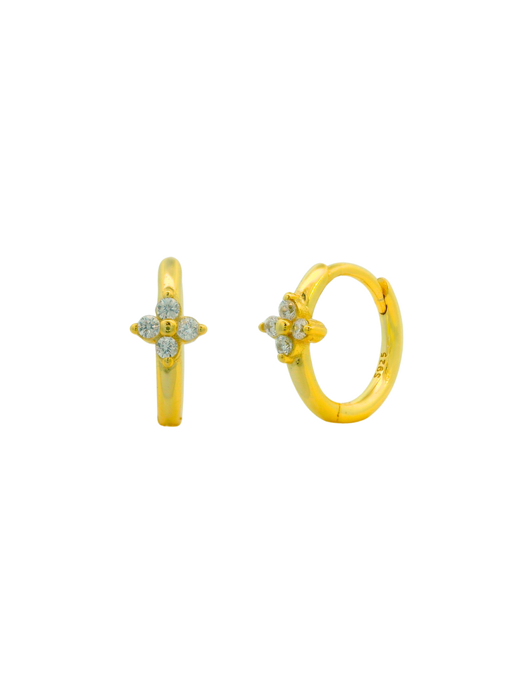 Arracada Lisa Con Mini Flor Zirconias