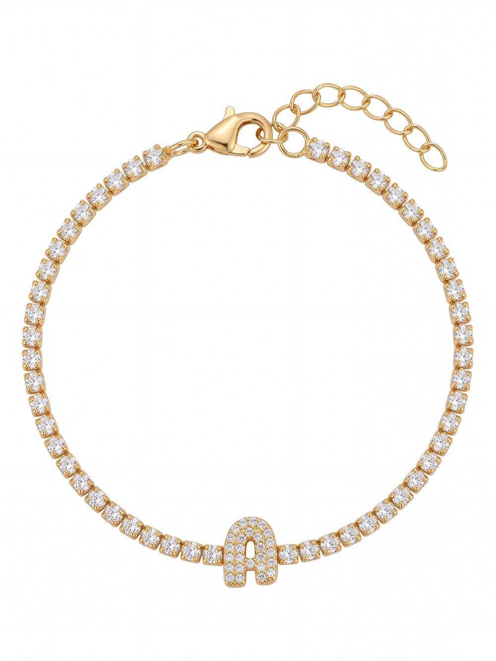 Pulsera Zirconias Con Inicial Mini Bubble