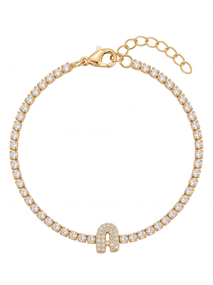 Pulsera Zirconias Con Inicial Mini Bubble