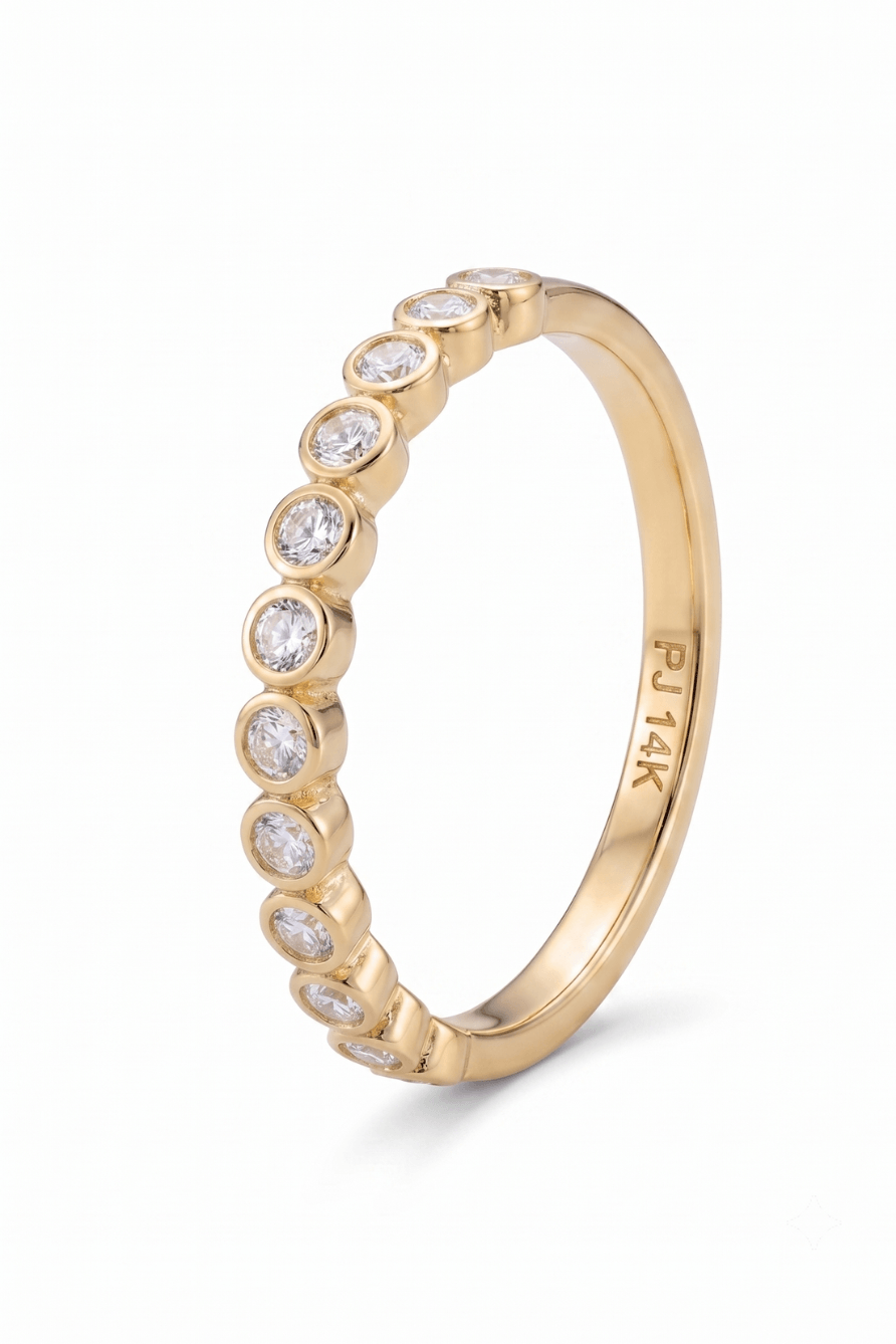 Anillo Churumbela Zirconias Redondas Oro 14k