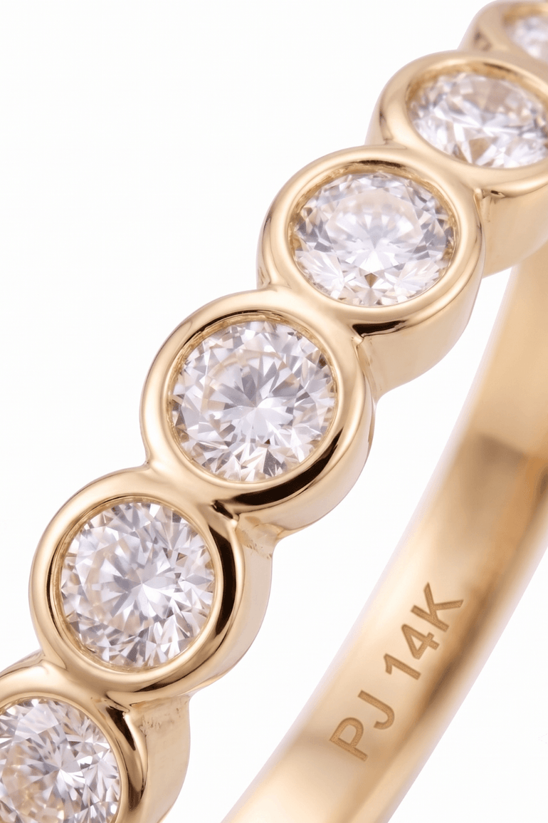 Anillo Churumbela Zirconias Redondas Oro 14k