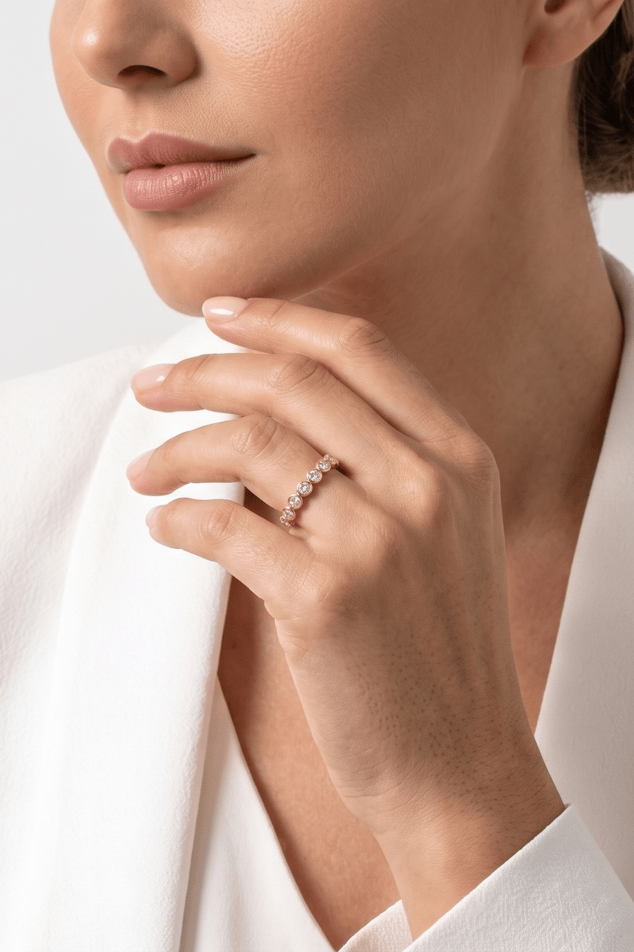 Anillo Churumbela Zirconias Redondas Oro 14k