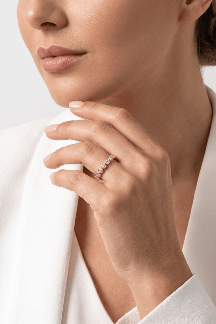 Anillo Churumbela Zirconias Redondas Oro 14k
