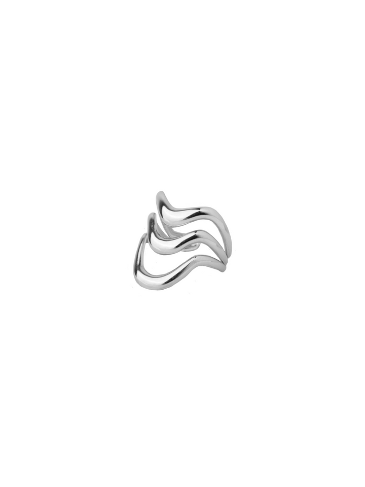 Anillo Triple Onda Plateado