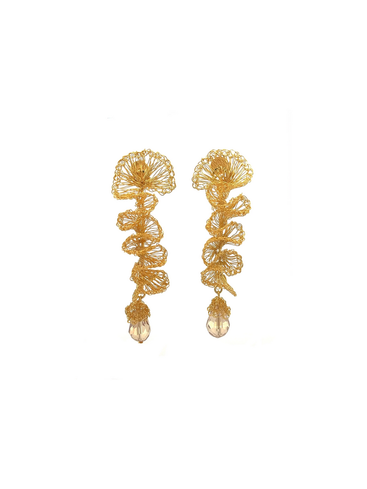 Par Aretes Dorados Gota Dorada