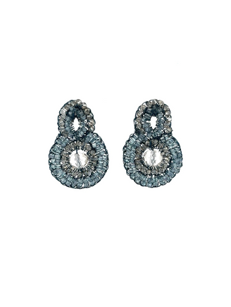 Par Aretes Círculos Azules Con Piedra