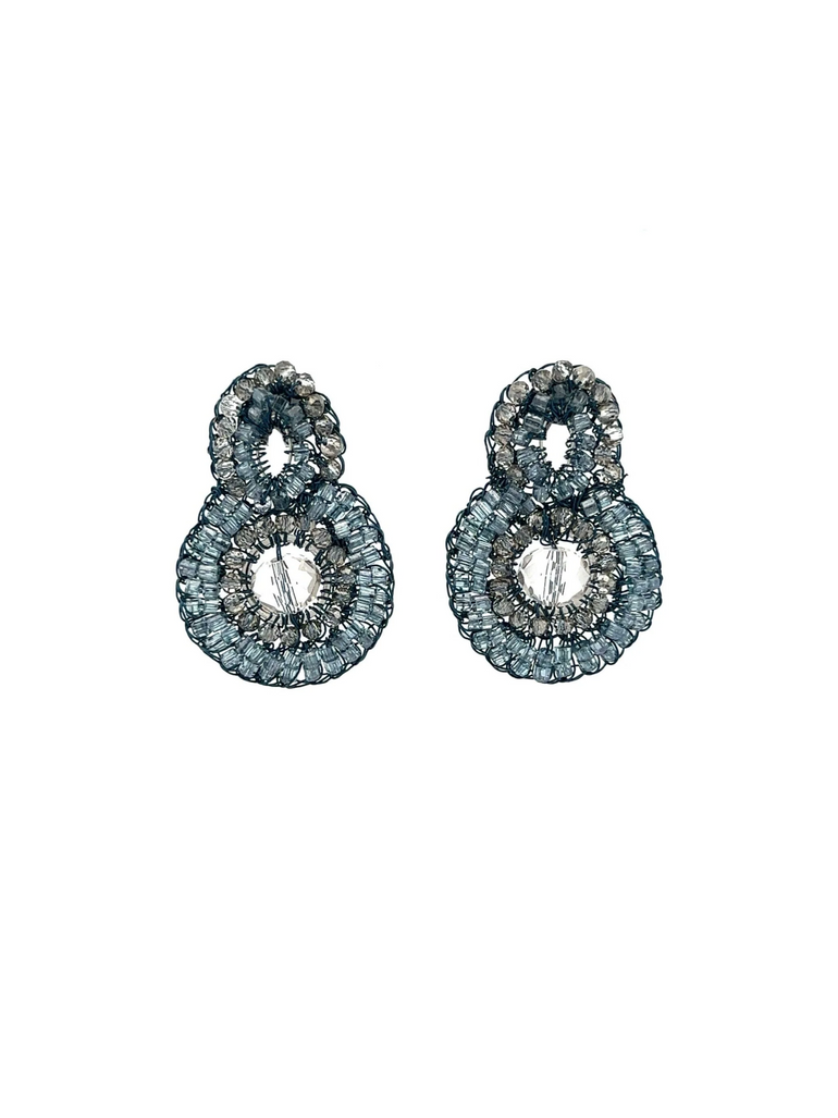 Par Aretes Círculos Azules Con Piedra