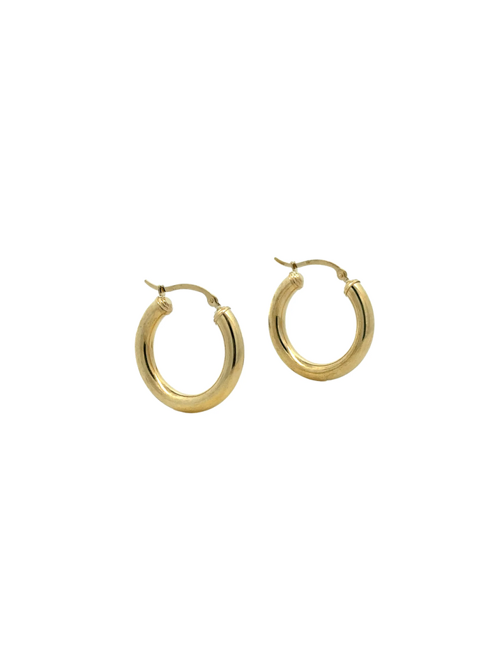 Par Arracada Lisa Dorada 19 mm Oro 10k