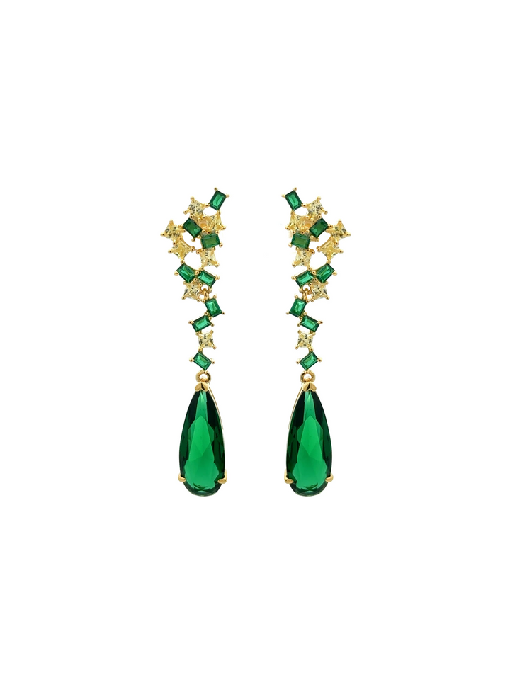 Par Arete Zirconias Con Piedra Verde