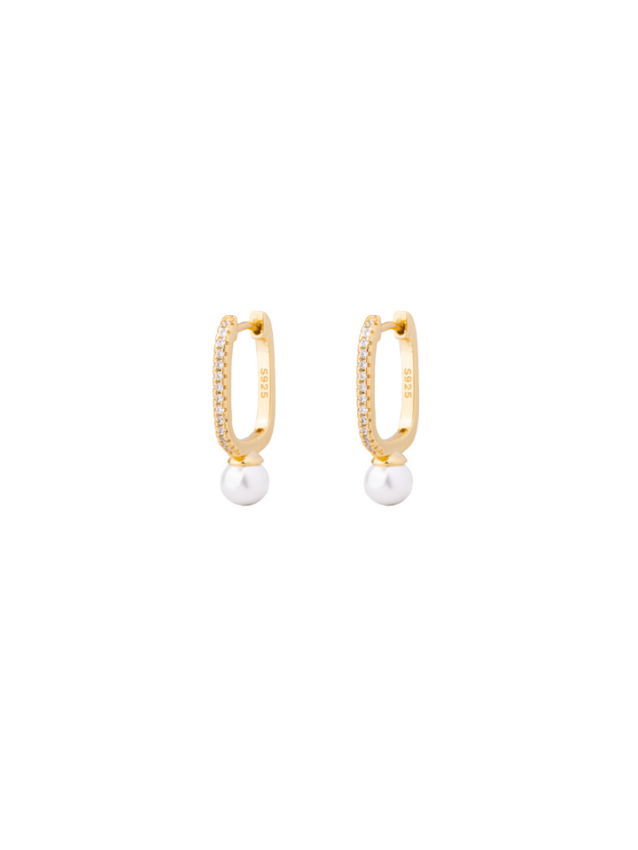 Par Arracada Rectangular Con Perla