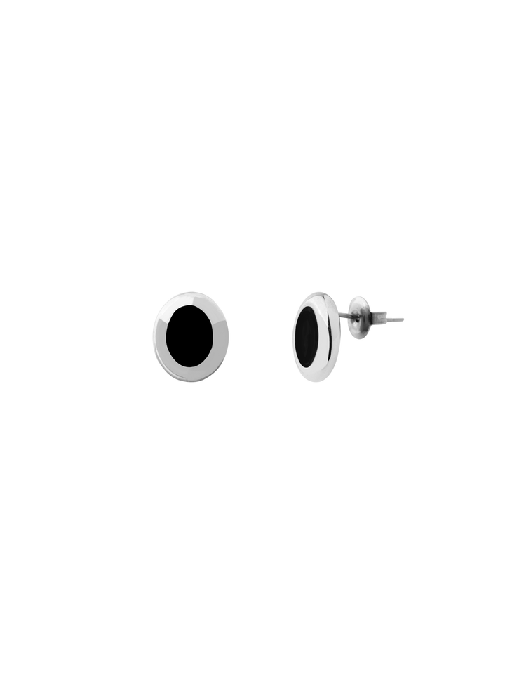 Par Arete Ovalo Centro Negro