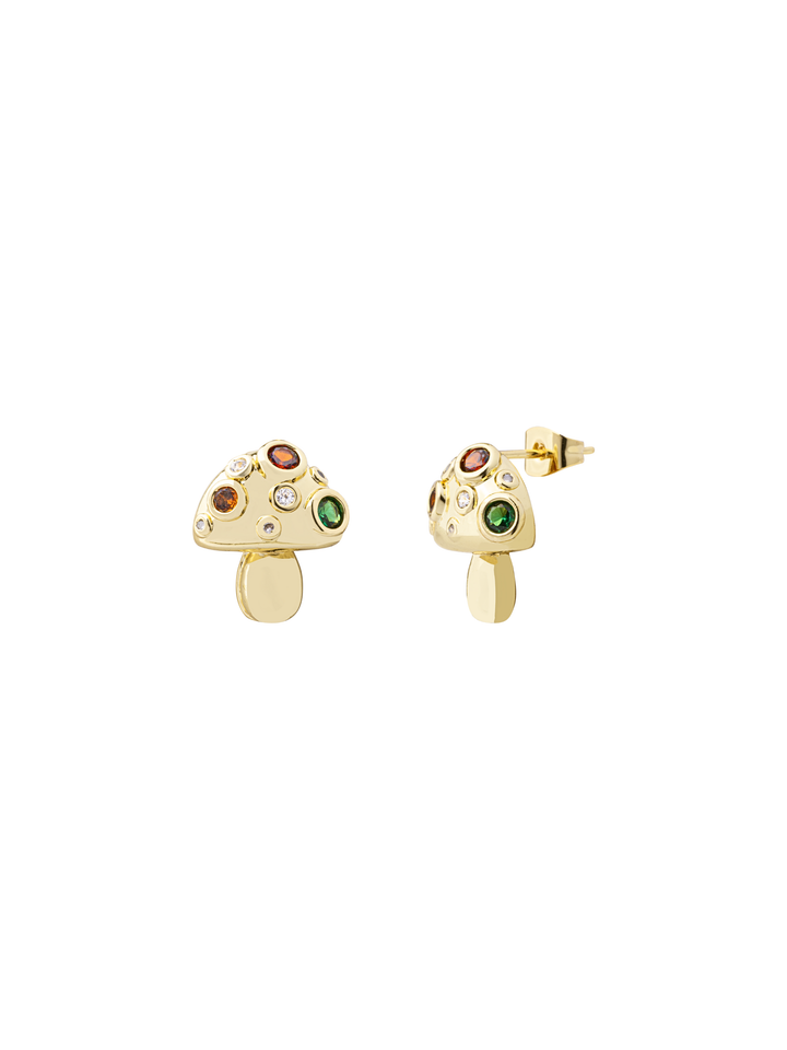 Par Arete Hongo Con Zirconias De Colores