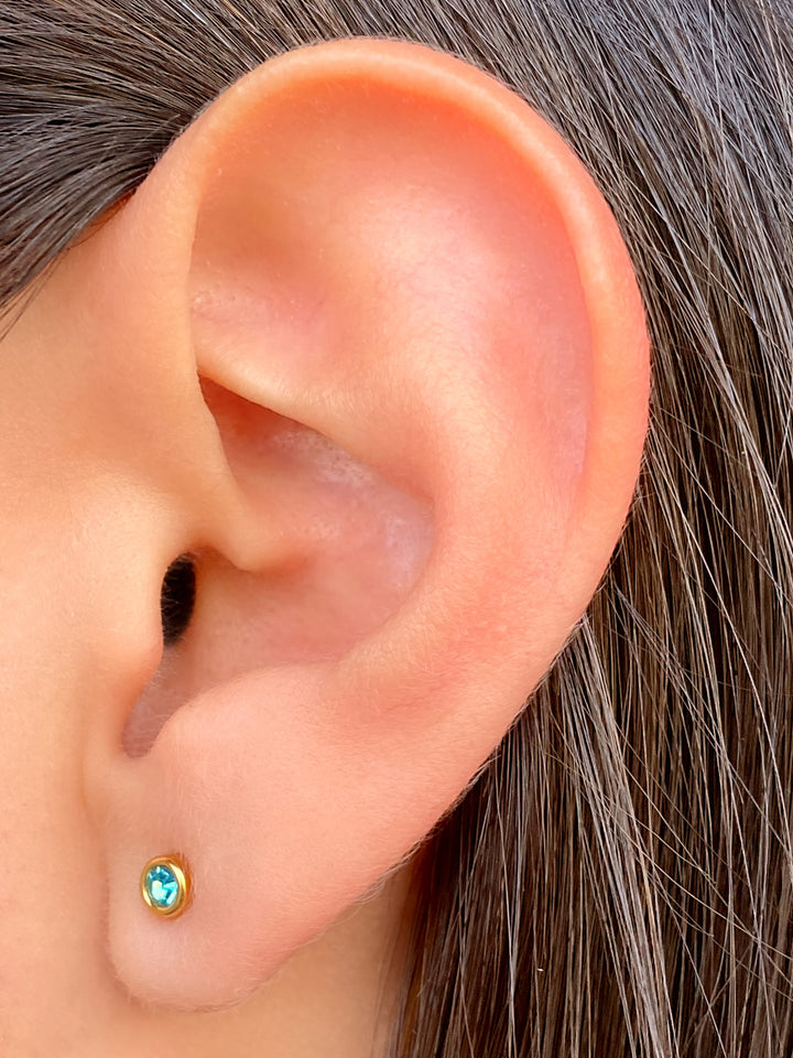 Par Arete Mini Piedra Turquesa
