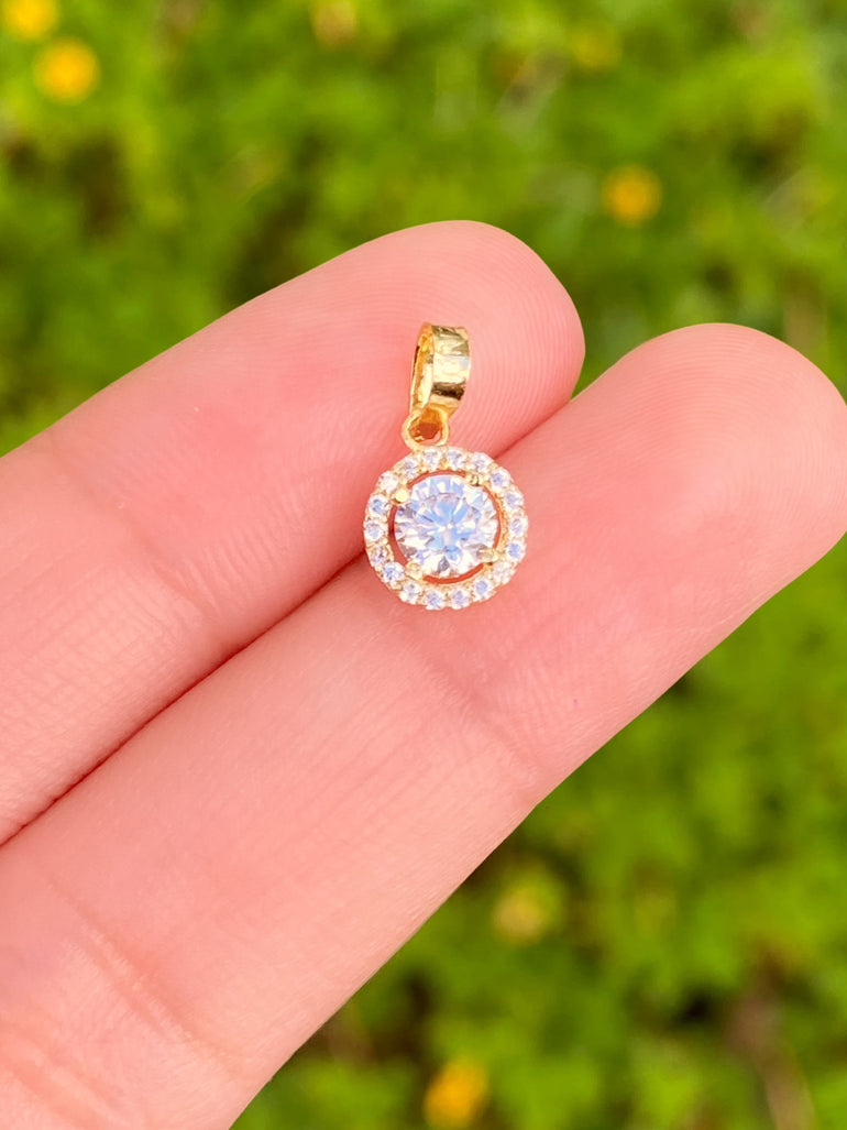 Dije Circular Zirconia Blanca Oro 10k