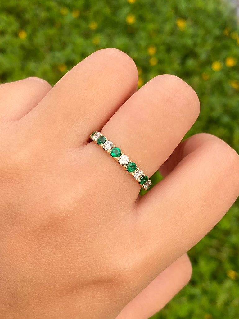 Anillo Churumbela Esmeraldas Y Diamantes Oro 14k