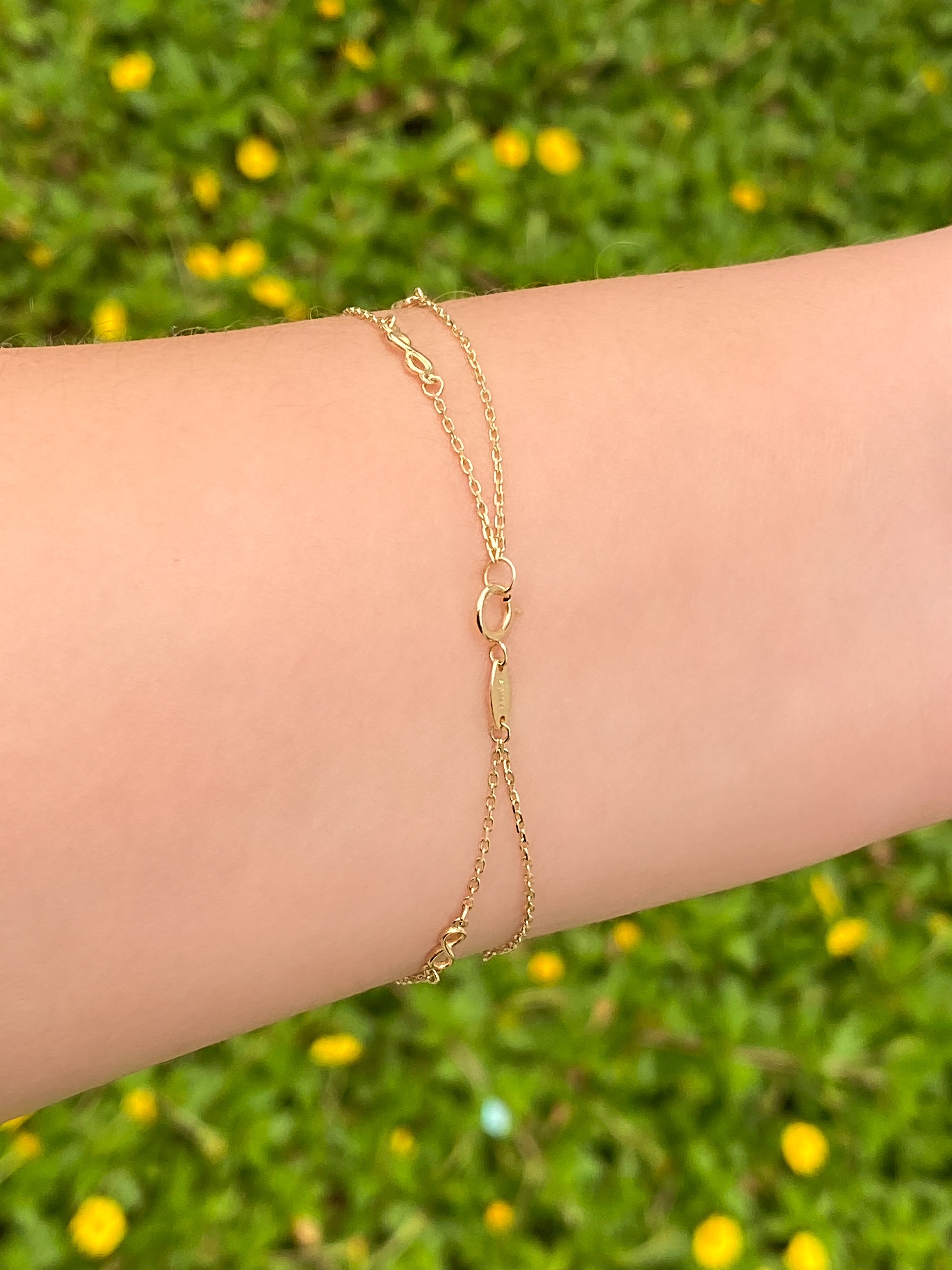 Pulsera Doble Con Infinito Oro 14k