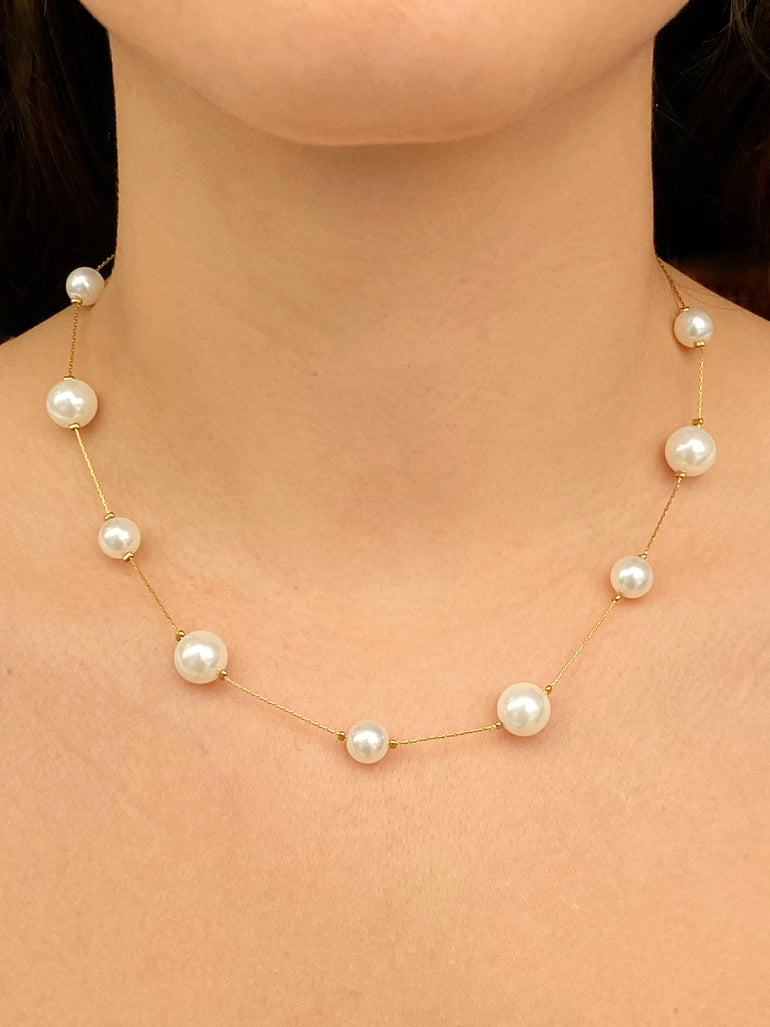 Collar Delgado Con Perlas